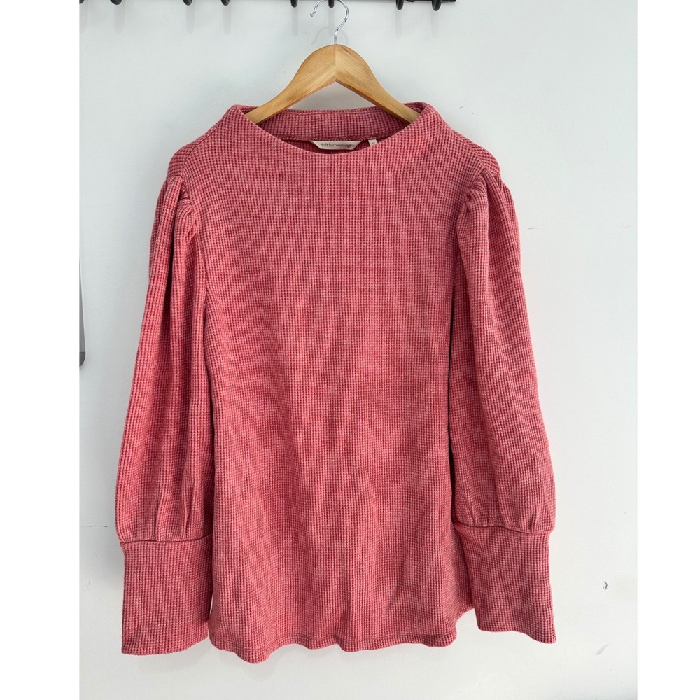 Soft Surroundings Pink Melina Waffle Knit Metallic Pullover Top Size 1X NWT